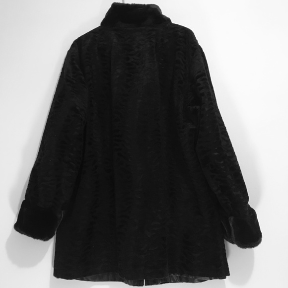 Vintage Y2K Giacca Black Reversible Jacket Coat Textured Faux Fur Vegan Leather - Picture 5 of 16